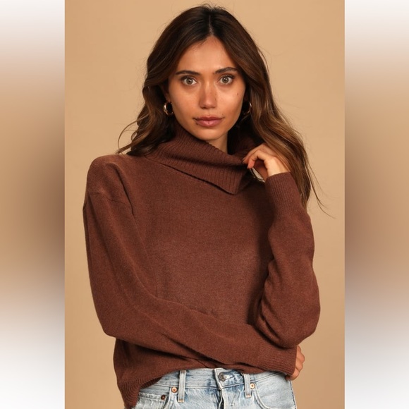 Lulus Sweaters - Amazing Memories Brown Cowl Neck Sweater